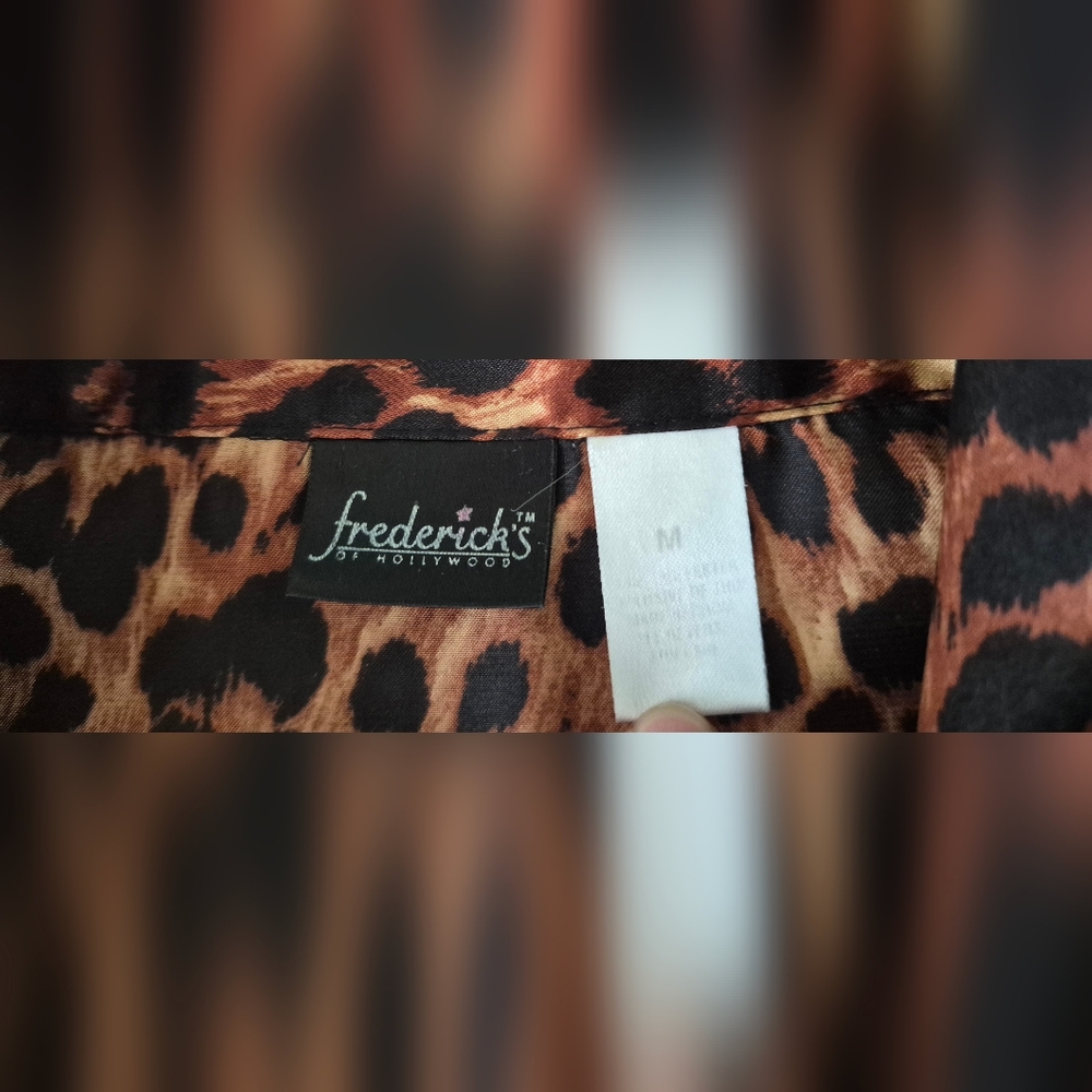 Frederick's of Hollywood Leopard Print Pajama Set Size M satiny Feel - Picture 11 of 15